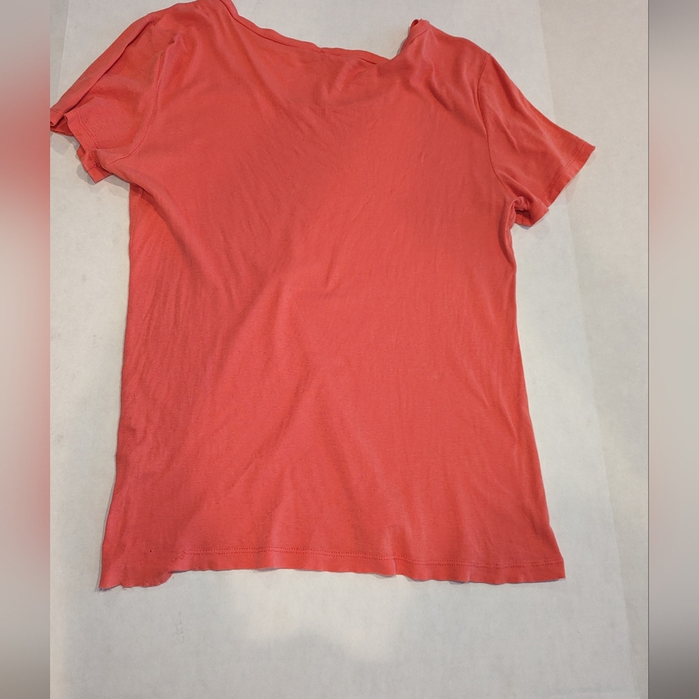 J CREW Coral Orange Slub 100% cotton Scoop Neck T-shirt Size XL *see note - Picture 4 of 5